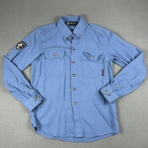 Dragonwear Shirt Mens Medium Blue Flame Resistant NFPA 2112 Work Button Down